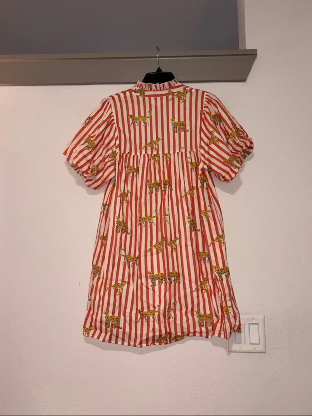 THML Stripe/Cheetah Print Puff Sleeve Dress SZ S EUC - Picture 4 of 7